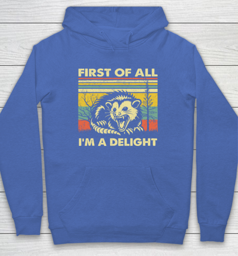 First Of All I'm A Delight Sarcastic Angry Opossum Possum Hoodie 5