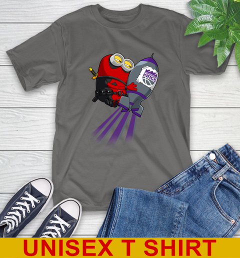 NBA Basketball Sacramento Kings Deadpool Minion Marvel Shirt T-Shirt - Image 11