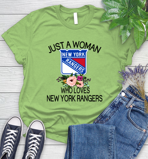 NHL Just A Woman Who Loves New York Rangers Hockey Sports Women's T-Shirt 7