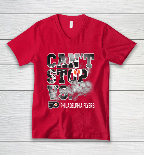 NHL Philadelphia Flyers Hockey Can't Stop Vs V-Neck T-Shirt 6