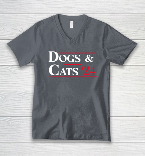 Dogs and Cats 2024 They're Eating The Dogs V-Neck T-Shirt 3
