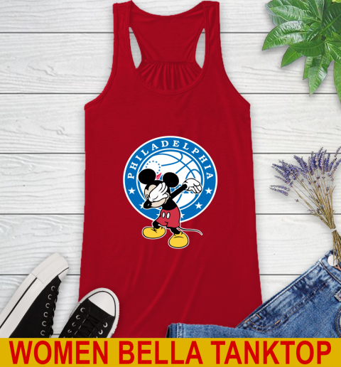 Philadelphia 76ers NBA Basketball Dabbing Mickey Disney Sports Racerback Tank 6