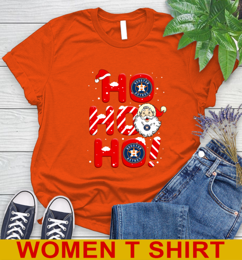 Houston Astros MLB Baseball Ho Ho Ho Santa Claus Merry Christmas Shirt Women's T-Shirt 3