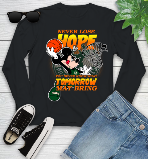 Milwaukee Bucks NBA Basketball Mickey Disney Never Lose Hope Youth Long Sleeve