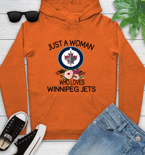 NHL Just A Woman Who Loves Winnipeg Jets Hockey Sports Youth Hoodie 3
