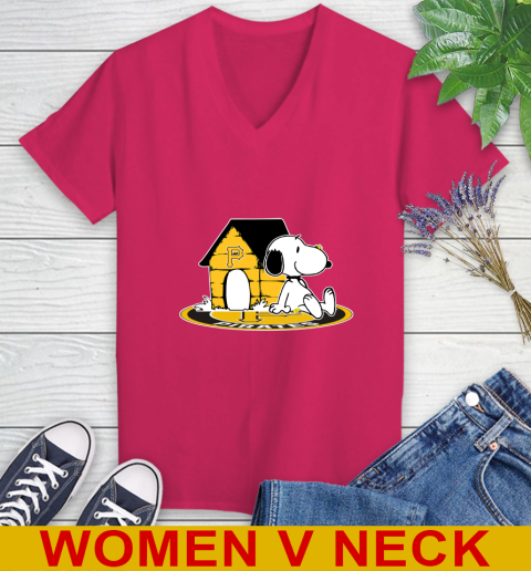 MLB Baseball Pittsburgh Pirates Snoopy The Peanuts Movie Shirt Women's V-Neck T-Shirt 10