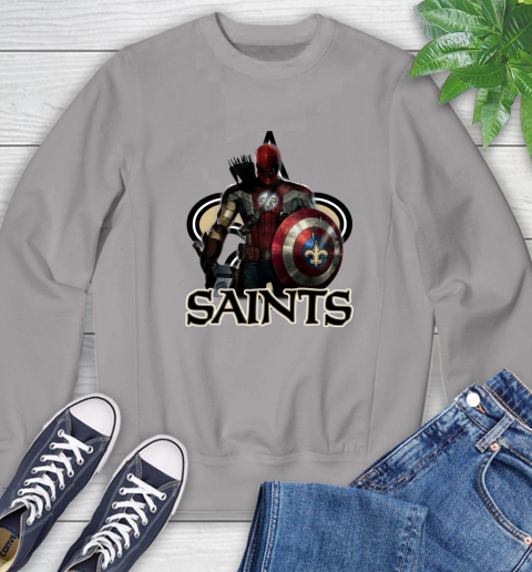 NFL Captain America Thor Spider Man Hawkeye Avengers Endgame Football New Orleans Saints Sweatshirt 5