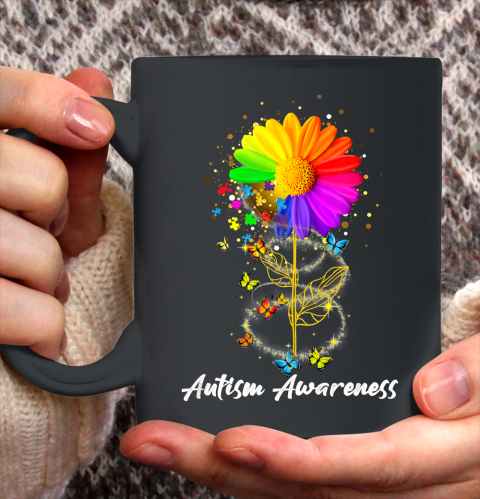 Autism Awareness Month Sunflower Flower Butterfly Cute Mom Ceramic Mug 11oz