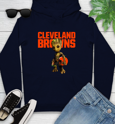 Cleveland Browns NFL Football Groot Marvel Guardians Of The Galaxy Youth Hoodie 4