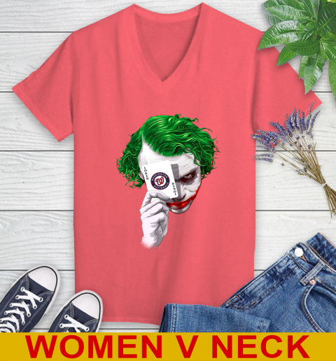 Washington Nationals MLB Baseball Joker Card Shirt Women's V-Neck T-Shirt 6