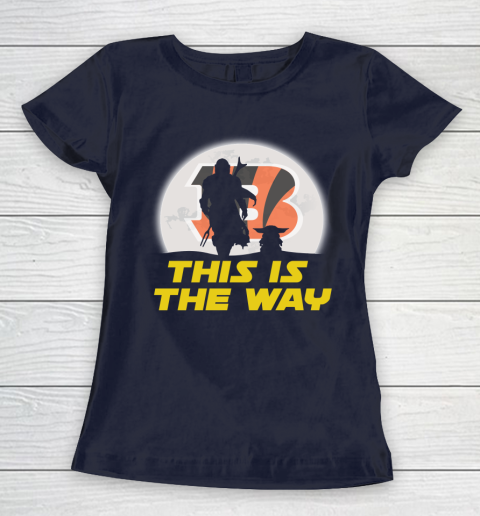 Cincinnati Bengals NFL Football Star Wars Yoda And Mandalorian This Is The Way Women's T-Shirt 2