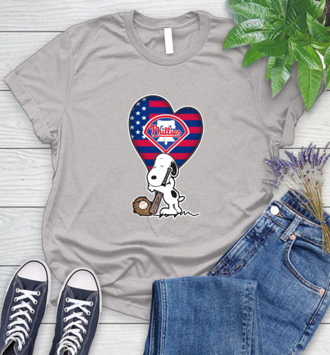 Philadelphia Phillies MLB Baseball The Peanuts Movie Adorable Snoopy Women's T-Shirt 10