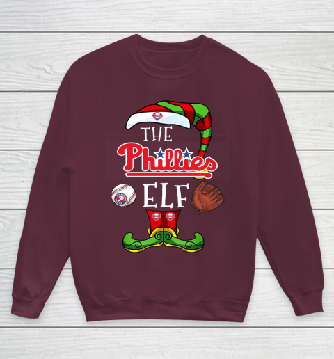Philadelphia Phillies Christmas ELF Funny MLB Youth Sweatshirt 4