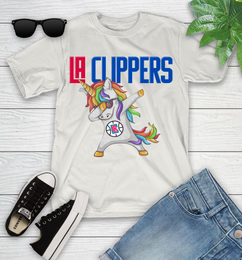 LA Clippers NBA Basketball Funny Unicorn Dabbing Sports Youth T-Shirt 12