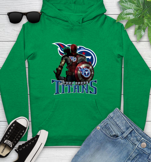 NFL Captain America Thor Spider Man Hawkeye Avengers Endgame Football Tennessee Titans Youth Hoodie 7