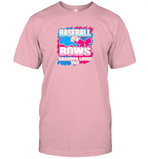 qw20 baseball or bows grandmpa loves you gender reveal pink blue jersey t shirt 60 front pink