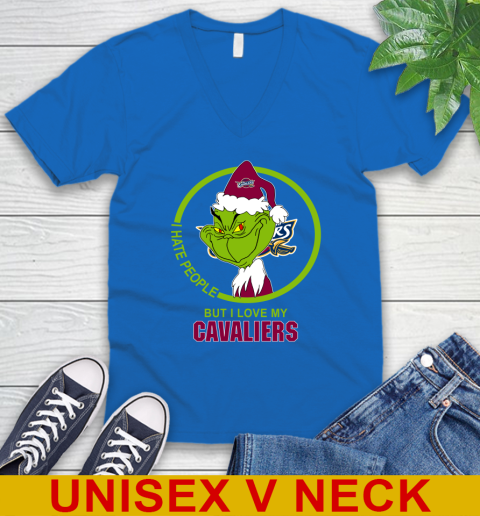 Cleveland Cavaliers NBA Christmas Grinch I Hate People But I Love My Favorite Basketball Team V-Neck T-Shirt 6