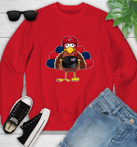 Columbus Blue Jackets Turkey Thanksgiving Day Youth Sweatshirt 9