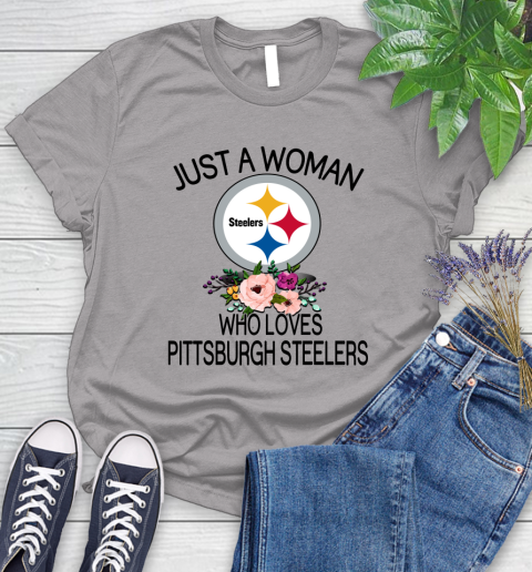 NFL Just A Woman Who Loves Pittsburgh Steelers Football Sports Women's T-Shirt 3