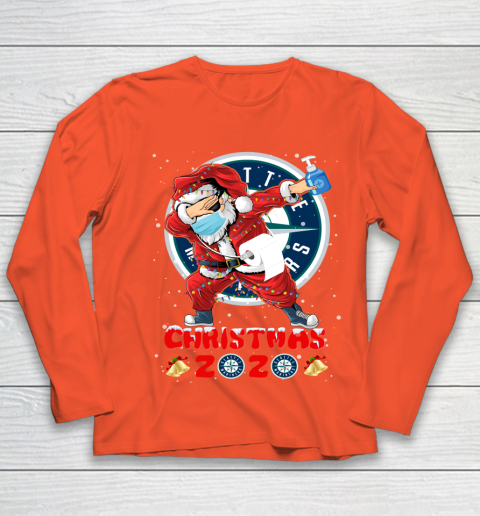 Seattle Mariners Funny Santa Claus Dabbing Christmas 2020 MLB Youth Long Sleeve 3