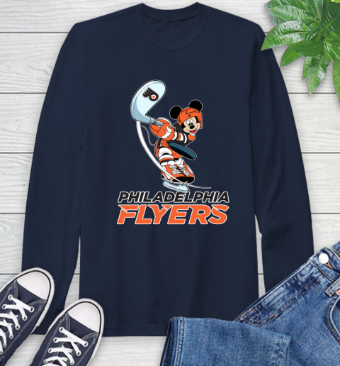 NHL Hockey Philadelphia Flyers Cheerful Mickey Mouse Shirt Long Sleeve T-Shirt 4