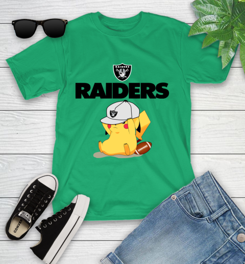 NFL Pikachu Football Sports Oakland Raiders Youth T-Shirt 6