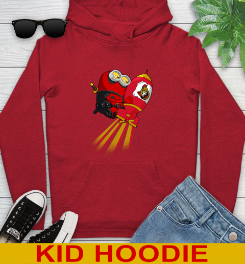 NHL Hockey Ottawa Senators Deadpool Minion Marvel Shirt Youth Hoodie - Image 12