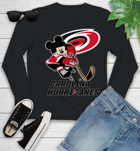 NHL Carolina Hurricanes Mickey Mouse Disney Hockey T Shirt Youth Long Sleeve 2