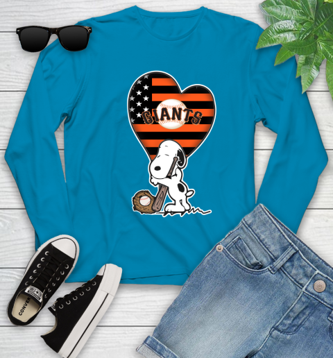 San Francisco Giants MLB Baseball The Peanuts Movie Adorable Snoopy Youth Long Sleeve 7