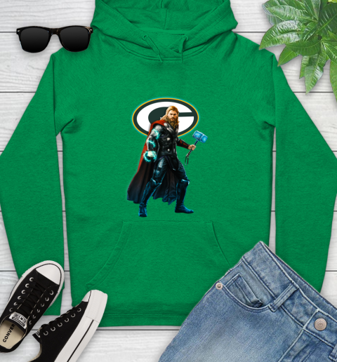NFL Thor Avengers Endgame Football Green Bay Packers Youth Hoodie 7