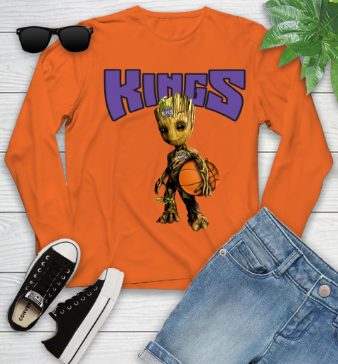 Sacramento Kings NBA Basketball Groot Marvel Guardians Of The Galaxy Youth Long Sleeve 4