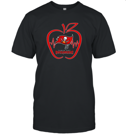 Apple Heartbeat Teacher Symbol Tampa Bay Buccaneers Unisex Jersey Tee