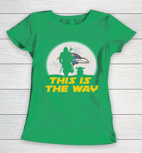 Baltimore Ravens NFL Football Star Wars Yoda And Mandalorian This Is The Way Women's T-Shirt 5