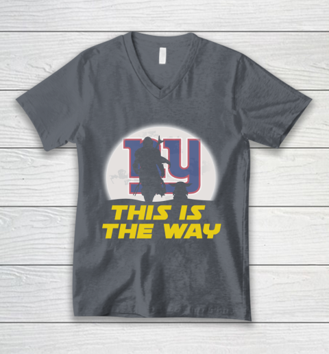 New York Giants NFL Football Star Wars Yoda And Mandalorian This Is The Way V-Neck T-Shirt 4