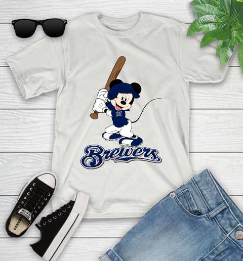 MLB Baseball Milwaukee Brewers Cheerful Mickey Mouse Shirt Youth T-Shirt 13 MLB Baseball Milwaukee Brewers Cheerful Mickey Mouse Shirt Youth T-Shirt - Image 13