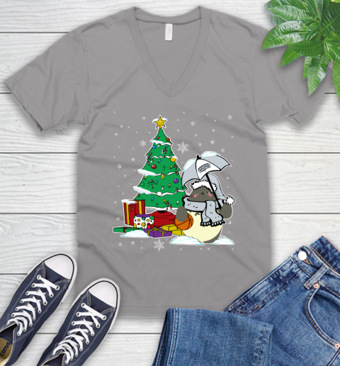 San Antonio Spurs NBA Basketball Cute Tonari No Totoro Christmas Sports V-Neck T-Shirt 3