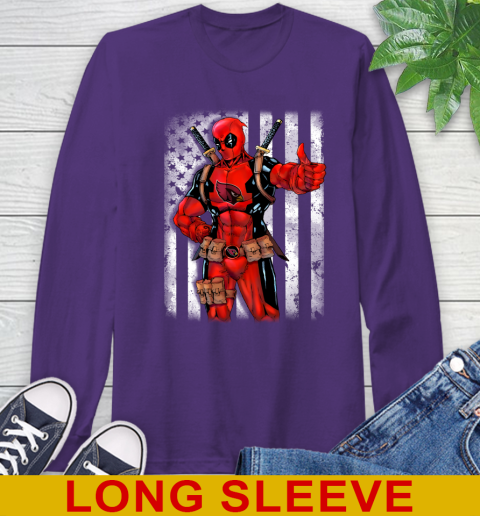 NFL Football Arizona Cardinals Deadpool American Flag Shirt Long Sleeve T-Shirt 5