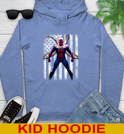 NFL Football Pittsburgh Steelers Spider Man Avengers Marvel American Flag Shirt (1) Youth Hoodie 12