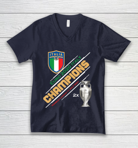 Italy Champions 2020 Euro Forza Azzurri Italia Football V-Neck T-Shirt 2
