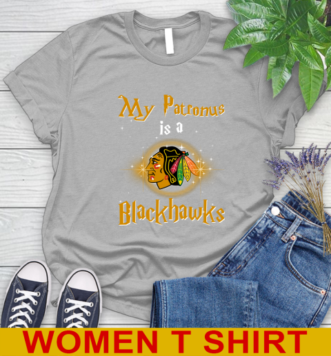 NHL Hockey Harry Potter My Patronus Is A Chicago Blackhawks Women's T-Shirt 5