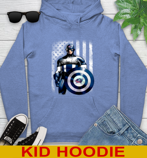 Columbus Blue Jackets NHL Hockey Captain America Marvel Avengers American Flag Shirt Youth Hoodie 12
