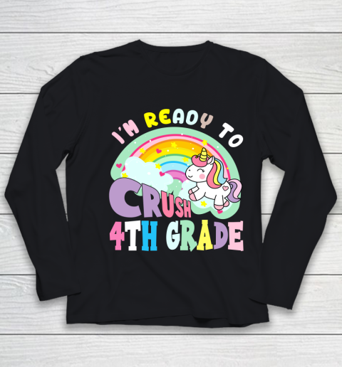 Back to school shirt ready to crush 4th grade unicorn Youth Long Sleeve