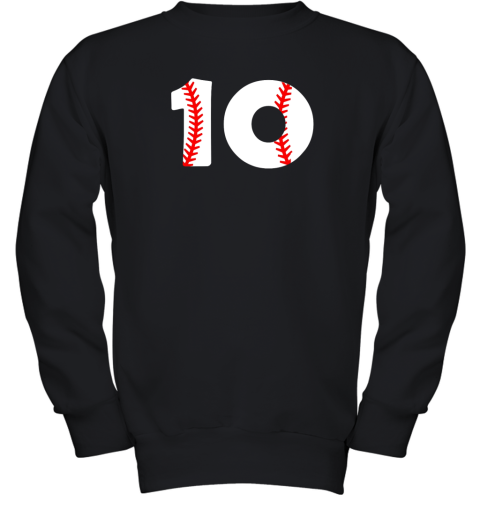 Tenth Birthday 10th BASEBALL Shirt  Number 10 Born In 2009 Youth Sweatshirt