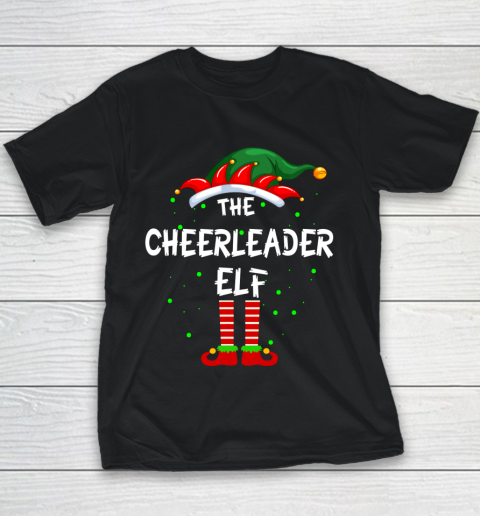 Cheerleader Elf Family Matching Group Funny Christmas Pajama Youth T-Shirt