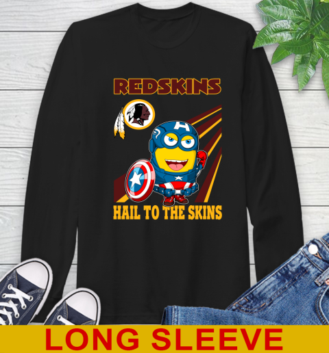 NFL Football Washington Redskins Captain America Marvel Avengers Minion Hail To The Skín Shirt Long Sleeve T-Shirt