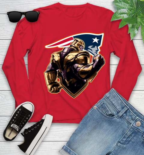 NFL Thanos Avengers Endgame Football Sports New England Patriots Youth Long Sleeve 11