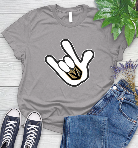 Vegas Golden Knights NHL Hockey Mickey Rock Hand Disney Women's T-Shirt 5