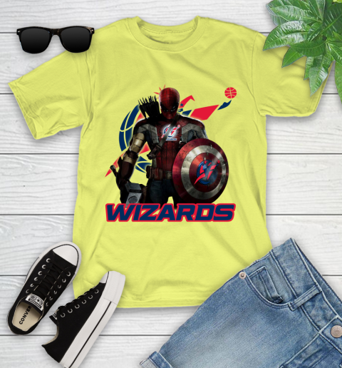 Washington Wizards NBA Basketball Captain America Thor Spider Man Hawkeye Avengers Youth T-Shirt 8