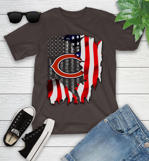 Chicago Bears NFL Football American Flag Youth T-Shirt 7