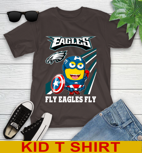 NFL Football Philadelphia Eagles Captain America Marvel Avengers Minion Shirt Youth T-Shirt 6